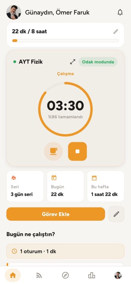 Öküz App öğrenci ekranları 1