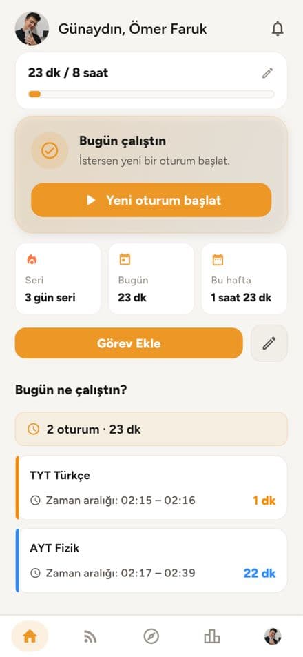 Öküz App öğrenci ekranları 2